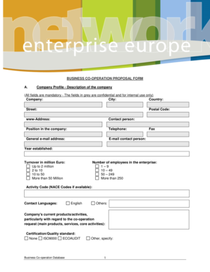 Business Co-Operation Proposal Form