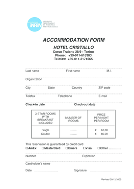 Hotel Accommodation Form