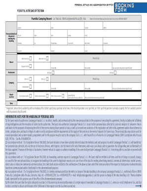 PuntAla Camping Resort Booking Form