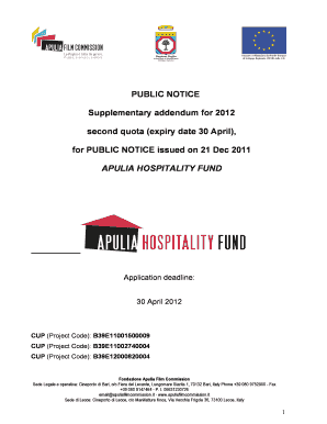 Supplementary addendum - Apulia Film Commission - en apuliafilmcommission