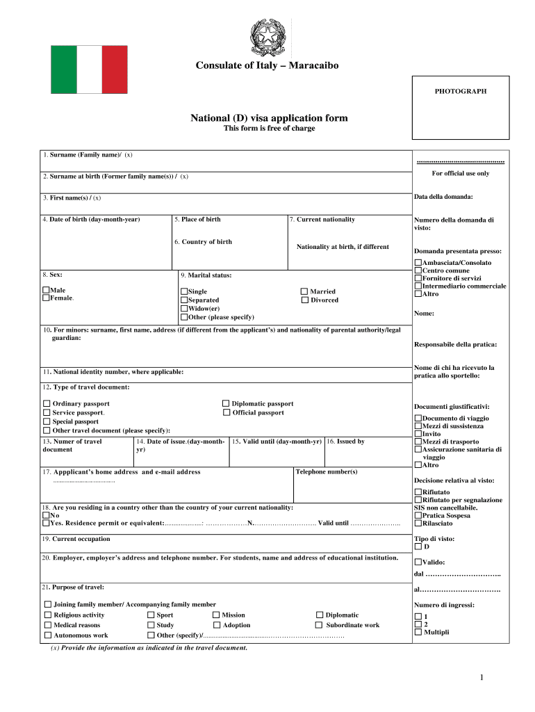 Italy Work Visa Application Form Fill Online Printable Fillable Blank PdfFiller