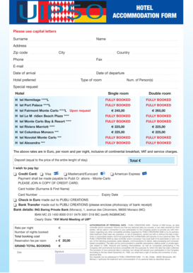 Hotel Accommodation Form