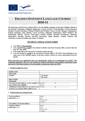 Erasmus Intensive Language Courses Application Form