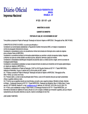 Declaração de Saúde do Viajante