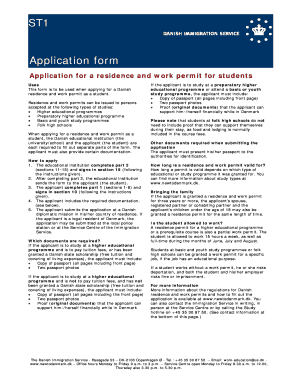 Application for a Residence and Work Permit for Students