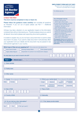 UK Visa Application Form VAF2