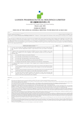 Proxy Form for Annual General Meeting
