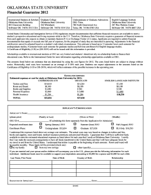 Oklahoma State University Financial Guarantee 2012