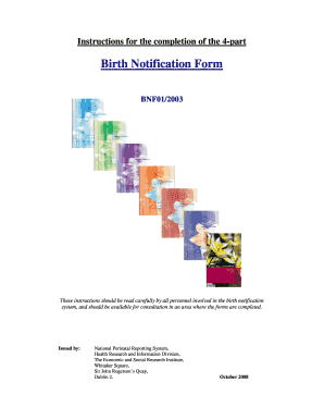 Birth Notification Form BNF01/2003