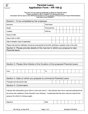 parents leave application form