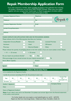 Repak Membership Application Form