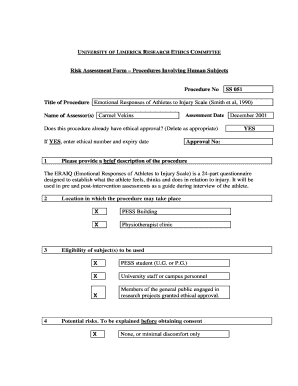 Risk Assessment Form Procedures Involving Human Subjects ... - www2 ul