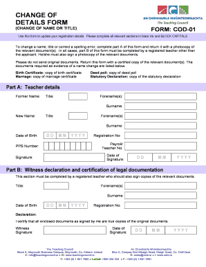 Change of Details Form