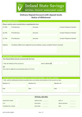 Bank Withdrawal Notice