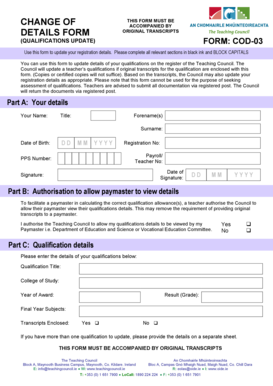 Qualifications Update Form COD-03
