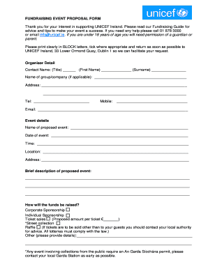 UNICEF Ireland Fundraising Event Proposal Form