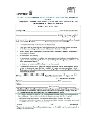 Tax Relief Donation Certificate