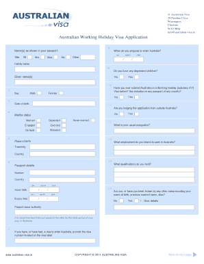 Australian Working Holiday Visa Application