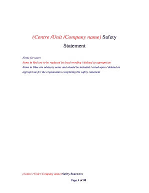 Safety Statement Template