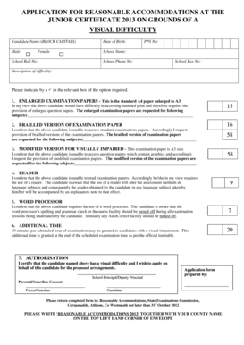 Application for Reasonable Accommodations