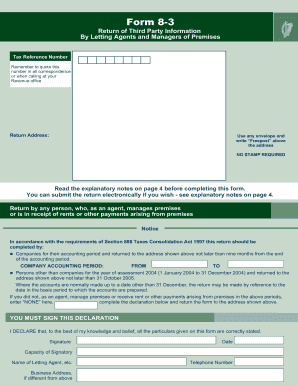 Form 8-3 Return of Third Party Information