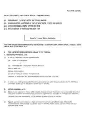 Form T-1A and Notes NOTICE OF CLAIM TO EMPLOYMENT ... - Basis