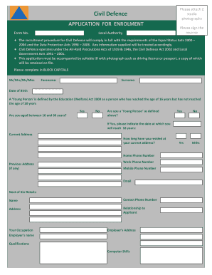 Civil Defence Enrolment Form (PDf)