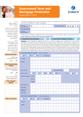 Guaranteed Term and Mortgage Protection Application Form