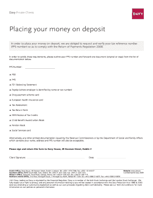 Davy Private Clients Deposit Form
