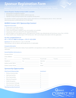 Sponsor Registration Form - QUMAS Connect 2012 - connect2012 esus