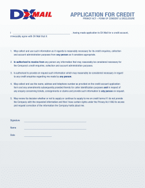 DX Mail Credit Application Form