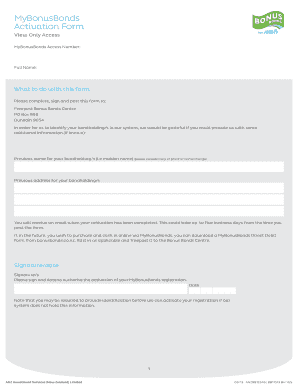 MyBonusBonds Activation Form