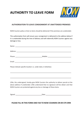 Authority to Leave Form