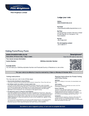 PGG Wrightson Limited Voting Form