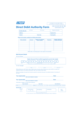 Direct Debit Authority Form