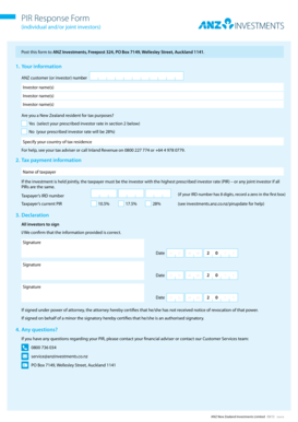 ANZ Investments PIR Response Form