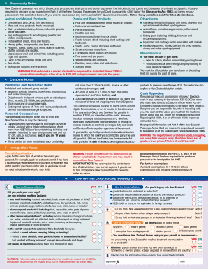 New Zealand Passenger Arrival Card