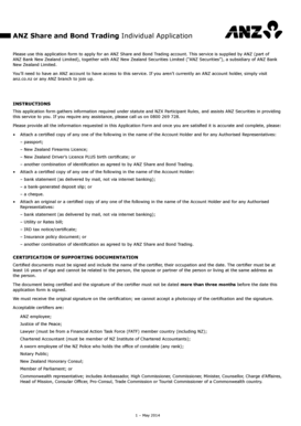 ANZ Share and Bond Trading Individual Application