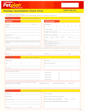 NZ Holiday Cancellation Claim Form v2 - The Warehouse Petplan ...