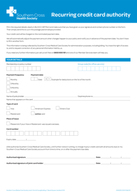 Recurring Credit Card Authority Form