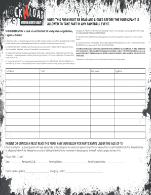 Paintball Waiver and Release of Liability