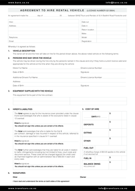 Vehicle Rental Agreement