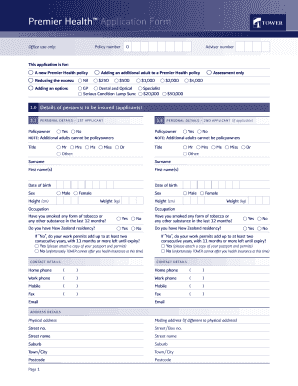 Premier Health Application Form