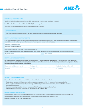 Individual One-Off Sale Form