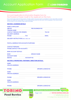 Account Application Form