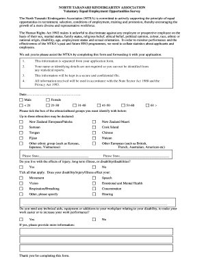 kindergarten survey form