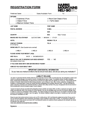 heliski application form