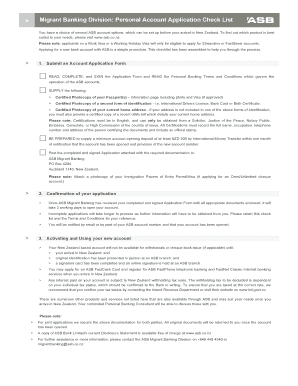 ASB Migrant Banking Personal Account Application Form