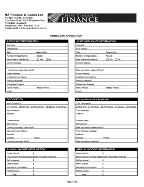 New Zealand Home Loan Application