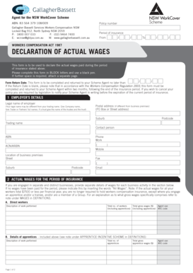 NSW Workers Compensation Actual Wages Declaration